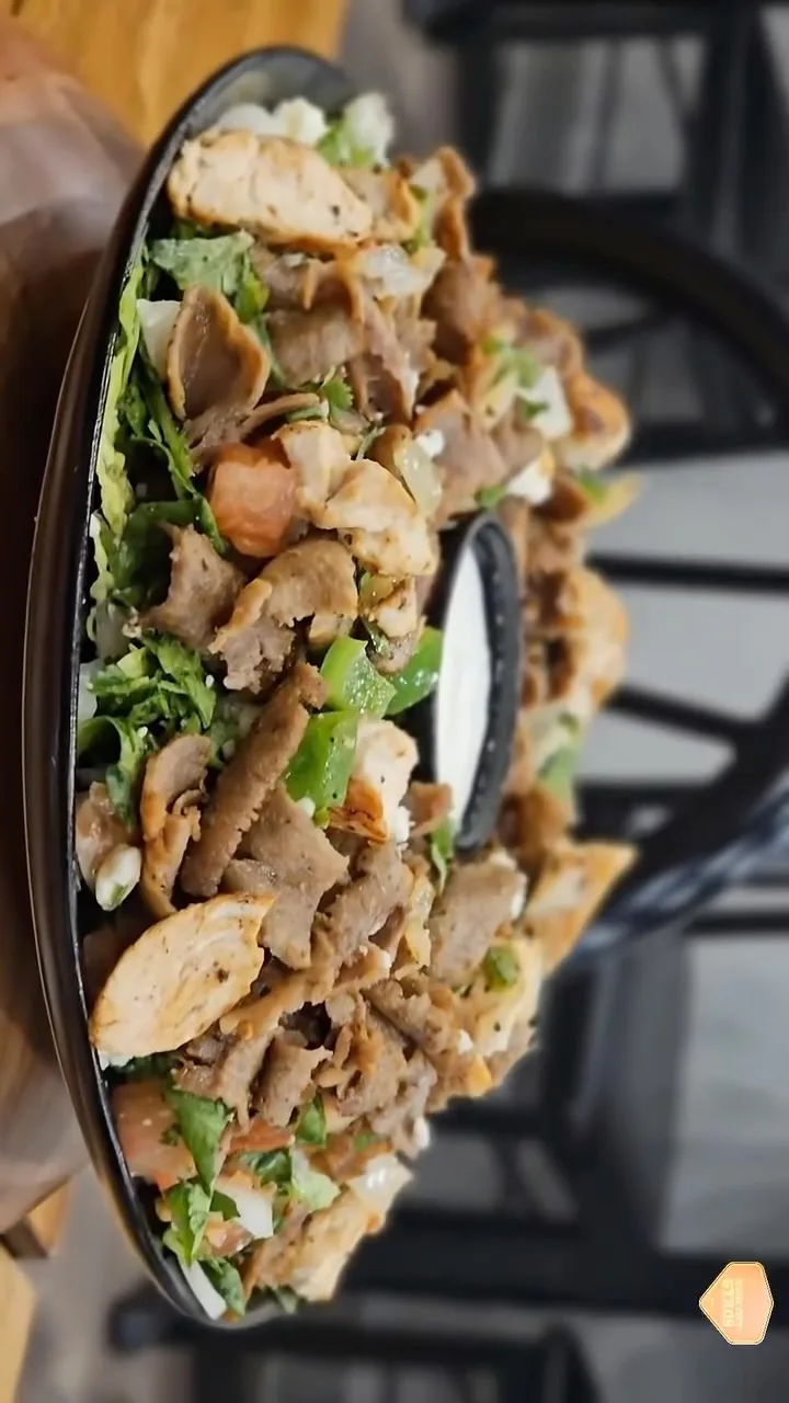Close-up of a loaded gyro